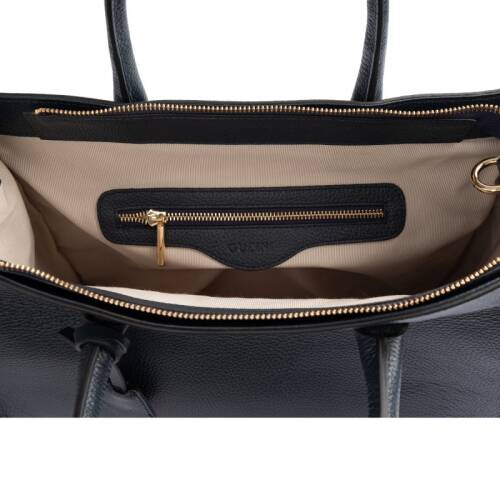 Guzini 8101 Women's Genuine Leather Handbag - Navy Blue - 4