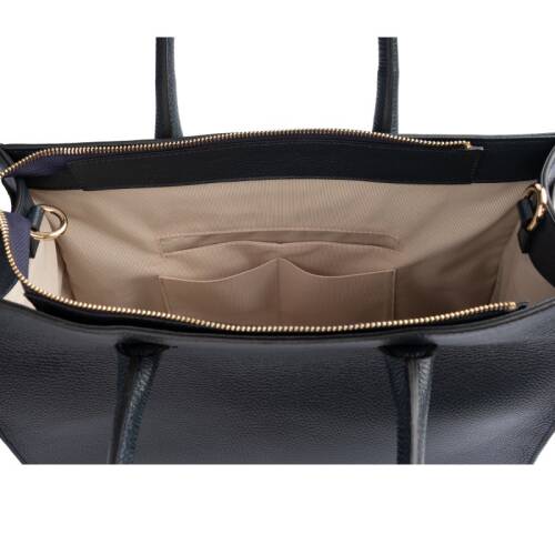 Guzini 8101 Women's Genuine Leather Handbag - Navy Blue - 5