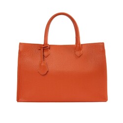 Guzini 8101 Women's Genuine Leather Handbag - Orange - Guzini