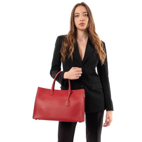 Guzini 8101 Women's Genuine Leather Handbag - Red - 7