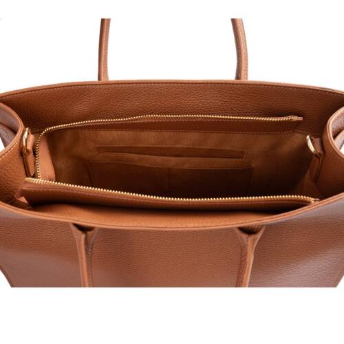 Guzini 8101 Women's Genuine Leather Handbag - Tan Brown - 4