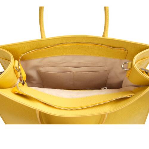 Guzini 8101 Women's Genuine Leather Handbag - Yellow - 4