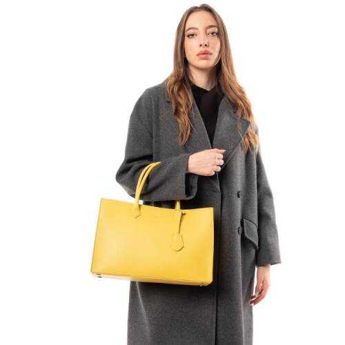 Guzini 8101 Women's Genuine Leather Handbag - Yellow - 7